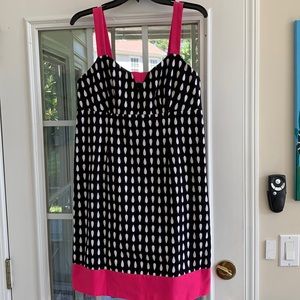 Cato size 10 black white bright pink trim dress